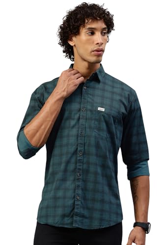 Image of Majestic Man Men Comfort Slim Fit Pure Cotton Tartan Checked Casual Shirt