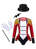 JEYPINMI Kids Girls Deluxe Circus Ringmaster Costume Lion Tamer Ringleader Fancy Dress Up Red 8 Years