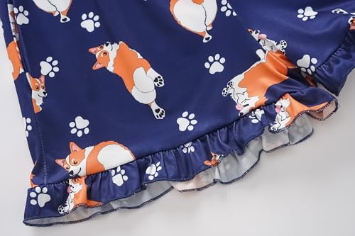 Girls Sleeveless Pajamas Vest Tank Top and Ruffle Shorts Sleepwear Outfits 2pcs Cute Printed Soft Sleepwear4