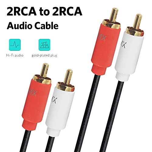 Image of MX 2 RCA to 2 Audio Stereo Cable 1.5 Meter, Gold Plated Male to Male Cord, Dual Shielded Connector for Home Theater, Amplifier, Hi-Fi System, Car Sound & Speakers