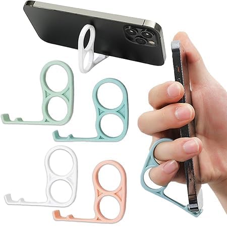 flexible finger ring phone holder portable artifact multi-function stand no need to paste & suitable for any size smartphone tabletop grip mobile hand back great selfie (pack of 4)