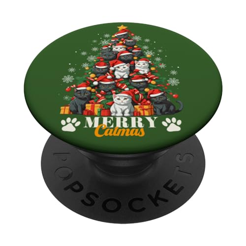 Cats Christmas Tree Merry Catmas Santa Cat Xmas Pajama PopSockets PopGrip Intercambiabile