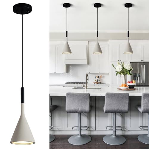 ADCTHOME Farmhouse Grey Pendant Light Fixtures 1-Light Concrete Industrial Kitchen