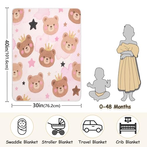 Custom Cartoon Cute Brown Teddy Bear Blankets for Babies Winter Soft para personalizar cat Baby Name Blanket Personalized for Nursery Stroller Crib 30x40in cobijas para ni?os3