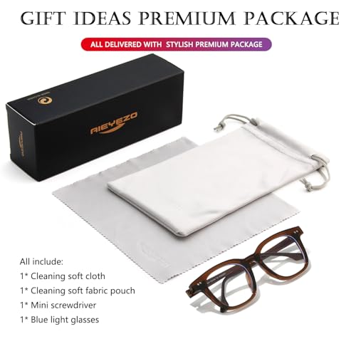 Image of AIEYEZO Fashion Blue Light Glasses for Women Men Retro Anti-Blue Light Eyeglasses TR90 Square Frame Computer Glasses