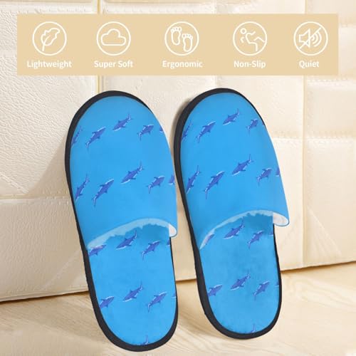 Cute Shark Print House Slippers For Women And Men,Soft Slippers With Memory Foam,Non-Slip Indoor Home Shoes2