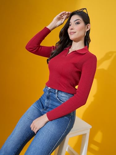Image of 98 Degree North Women Spread Collar Sweater-G1577-BLACK