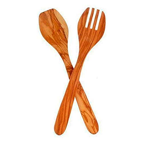 Eddington Italian Olive Wood Salad Server, Handcrafted in Europe, 2-Piece
