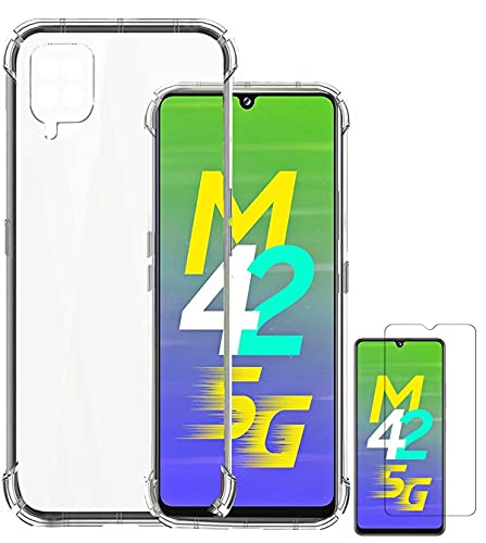 Image of Soft Flexible Silicone Back Cover Samsung Galaxy M42 5G / A42, Transparent Case + Screen Guard