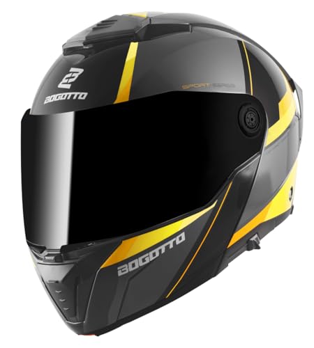 Bogotto FF404 Ezion Kask szczękowy, czarny matowy/żółty, S