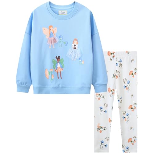 Image of Little Girls Clothes Sets - Cute Sweatshirts Top Shirt & Leggings 2 Piece Kids Fall Winter Outfits Toddler Clothing