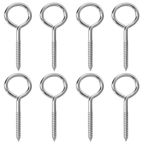 8 Piezas Ojales de Tornillo M8 Ganchos de Tornillo Pernos de Ojo de Acero Inoxidable 304 Hembrillas Cerradas Atornillables Cancamos Grandes y Alcayatas 100mm