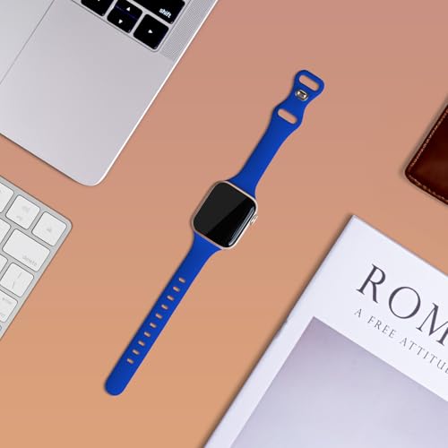 Image of Thin Silicone Band Compatible with Apple Watch 41mm 38mm 40mm 46mm 45mm 42mm 44mm, Slim Narrow Replacement Sport Strap Wristband for iWatch Series 11 10 9 8 7 6 5 4 SE Ultra 3 2 1 Women Men
