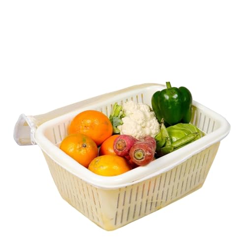 Image of GI9IUS Multipurpose Safe Net Cover Plastic Fruit & Vegetable (Onion,Potato) Storage Basket (Pink+White)