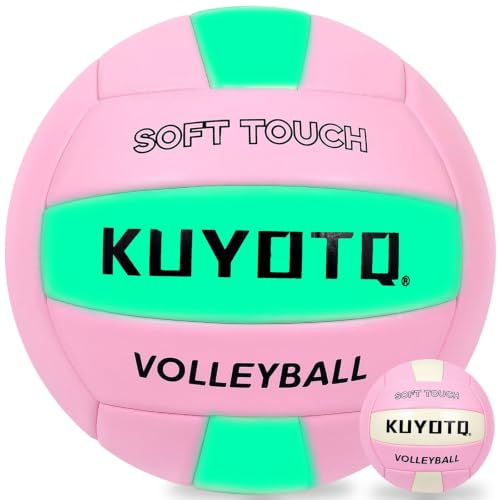 KUYOTQ Glow in The Dark Volleyball Size 5 Pink Luminous Light Up Volleyball for Night Games Outdoor Indoor Training Ball with Fluorescent Green Glow Effect Perfect for Youth and Adults