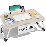 MAVOCRAFT Lap Desks for Adults - Lap Desk for Sofa & Bed Desk - 23 x 15 Lap Tables for Adults & Kids - Suitable Tablet and Laptop Stand for Bed - Include iPad Slot and Cup Holder (Beige)
