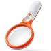 Dicfeos Vivid Orange 3X/45X Magnifying Glass with 3 LED Book Light, 75mm Anti-scratch Optical Grade Glass Lens, 4.1 Ounce Lightweight, Brings Fun for Kids and Elders