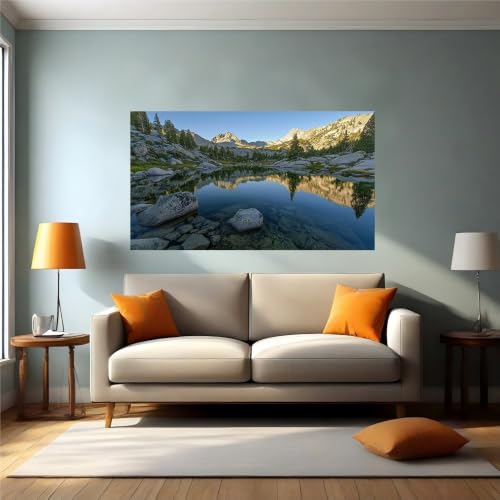 Calcomanías de pared montañas y lagos autoadhesivas de 120x80 cm para salón y oficina 2