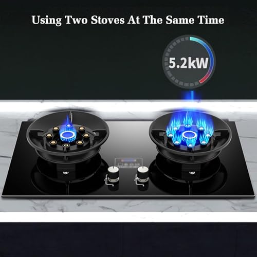 Image of Gas Cooker, Nine-chamber Fire Built-in Glass Gas Stove, Flip-top Cover Hob, with Flameout Protection, for Home Kitchen Camping Cooker, Easy To Clean(NG)