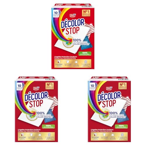 Decolor Stop – Protectores de colores – Evita los accidentes de decoloración – Preserve el brillo de los colores – Todos los programas textiles y temperaturas – Menos ciclos – Más ahorros – 10