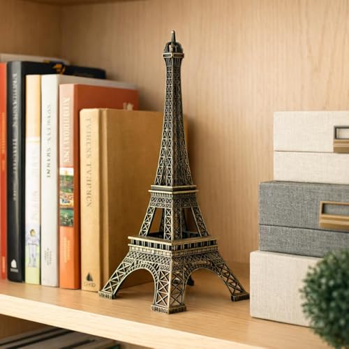 Image of SATYAM KRAFT 12 Piece Paris World Famous Building Small Metal Eiffel Tower Antique Vintage Statue for Wedding, Office,Decorative Showpeice for Home Decor, Desk Decor, Table Stand (15 cm)