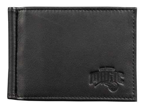 Orlando Magic Basketball RFID Blocking Shield Black Leather Moneyclip Wallet