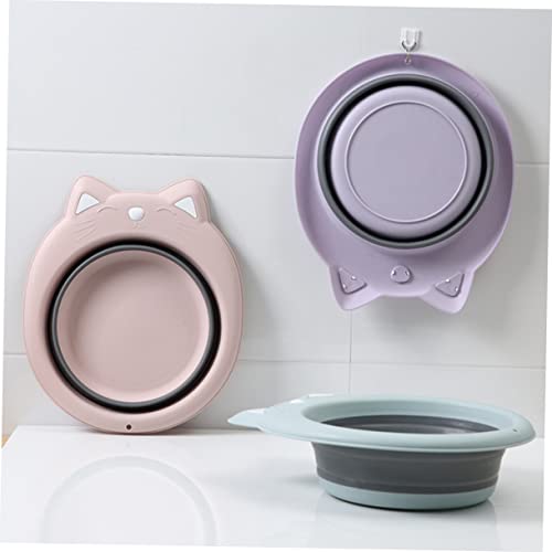 Image of Totority Portable Foldable Baby Wash Basin 15 Inch Cat Shape Collapsible Washbasin Cartoon Design Space-Saving for Travel Home Bathing