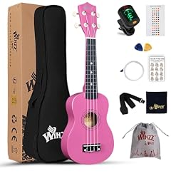 Winzz Soprano Ukulele Starter Kit For Beginners with Bag, Clip-On Tuner, Extra Strings, Strap, Plectrum, Fret Stickers, Chords Card, Polishing Cloth, Rose - Les Beatles, Paul McCartney, John Lennon, RIngo Starr, George Harrison