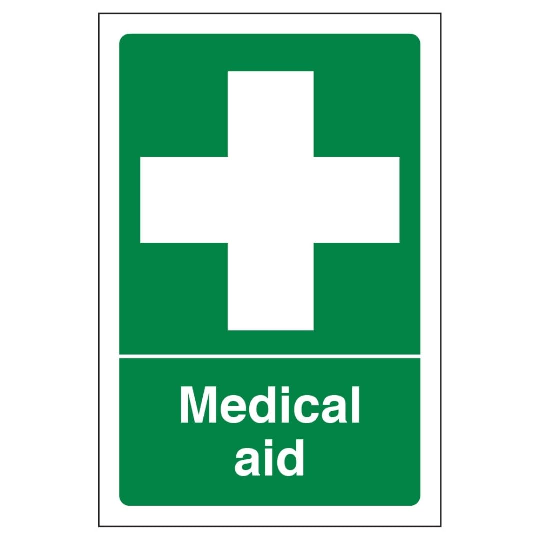 V Safety Medical Aid - Portrait 100 x 150 mm - 3mm Aluminium Composite Safety Sign