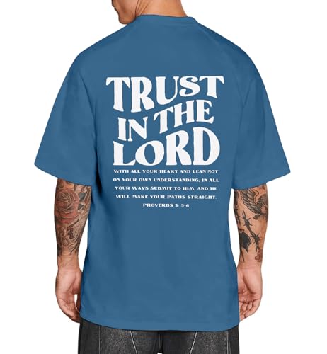Christian Faith Over Fear Shirt for Men Jesus Religious Shirts Oversized T-Shirt3