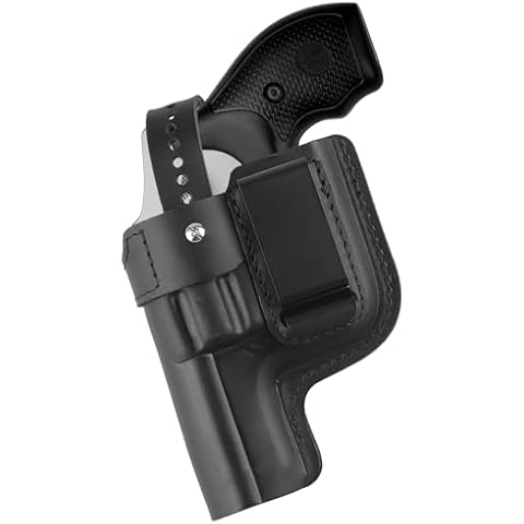 Top-Grain Leather OWB J Frame Revolver Holster Fits Taurus Model 327 605 856 905 942 for S&W 60 360PD 442 637 640 642 fits SP101 for 2.5" 3" Barrel, Black Cover