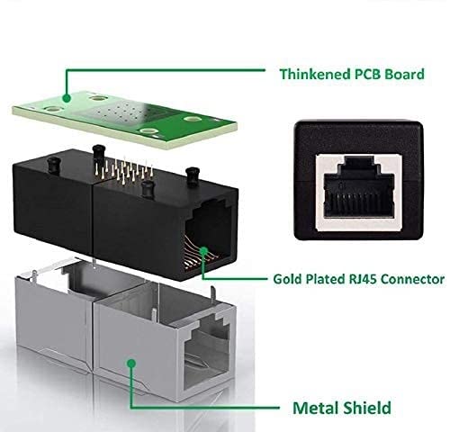 Image of RJ45 Inline Coupler Cat7 /Cat6 /Cat5e Ethernet Network Cable Extender Connector (Pack of 25) Black