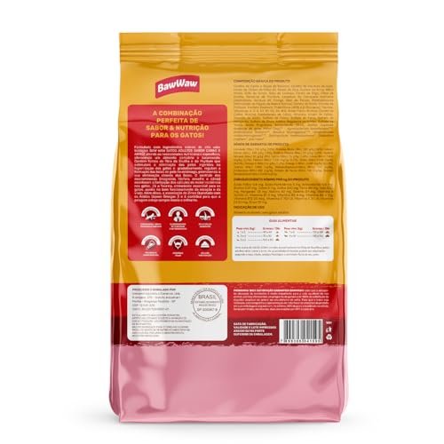 Ração Baw Waw para gatos adultos sabor Carne e Arroz - 900g
