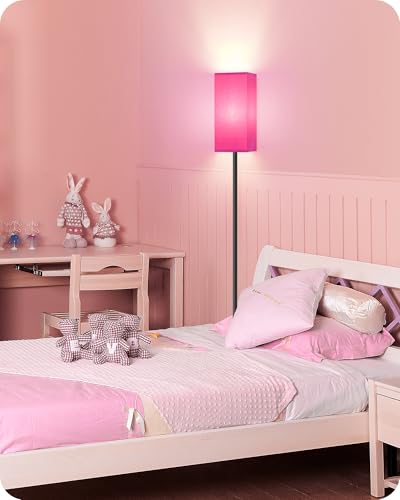 Image of Floor Lamp, Pole Lamp with Foot Switch, Modern Standing Lampshade, Minimalist Freestanding Lamp (Bulb Not Included), for Living Room, Bedroom ETL Listed, Pink Purple and Black Z07LD05