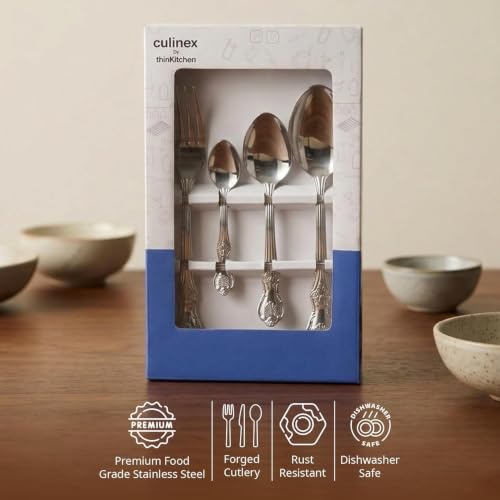 Image of Culinex Premium 18 /8 Stainless Steel 20-Piece Cutlery Set Fest Classic 2 Service Spoon, 6 Spoon, 6 Fork & 6 Tea Spoon By thinKitchen