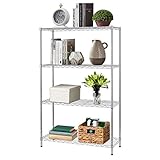 14' D×36' W×54' H Commercial Wire Shelving Unit Metal Shelf with 4 Tier Adjustable Layer Rack Strong Steel for Restaurant Garage Pantry Kitchen Garage，Chrome