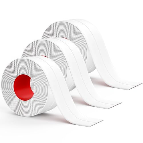 Image of Fixmend Caulk Tape, 3 Roll Self Adhesive Caulk Strip Waterproof, Caulking Sealant Tape for Kitchen, Countertop, Bathroom, Sink, Shower, Bathtub, Toilet Edge Protector with Sealing Tool (Width 3cm)