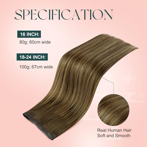Image of Easyouth 22 Inch 100g Butterfly Weft Hair Extensions Balayage, Real Human Hair Butterfly Weft Extensions Ombre, Medium Brown Balayage with Caramel Blonde, Add Volume, Genius Wefts Remy Human Hair
