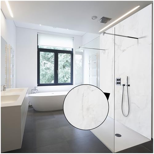 WALLando Panneau mural de douche (Mamor Classic/250x100cm) – Panneau en PVC facile à installer & résistant à l'humidité – Revêtement mural premium –...