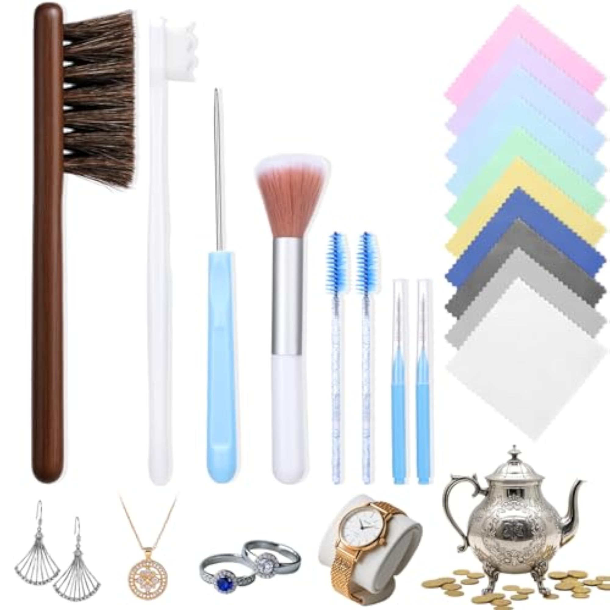 Jewellery Cleaning Kit, 16 Pieces Cleaner Brush Set