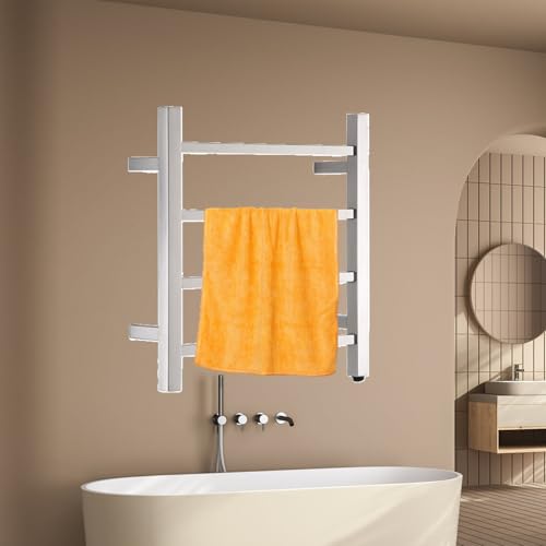 Toallero calefaccionado de pared plateado ideal para optimizar baños pequeños 5