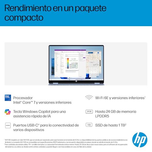 HP OmniBook 5 Flip 14-fp0009ns - Ordenador portátil táctil Convertible de 14" 2K (Intel Core i5-1334U, 16GB RAM, 512GB SSD, Intel Iris Xe Graphics, Windows 11 Home) Azul - Teclado QWERTY Español