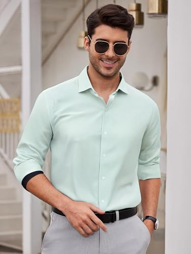 Damipow Mens Striped Dress Shirts Long Sleeve Business Casual Regular Fit Button Down Shirts for Men4