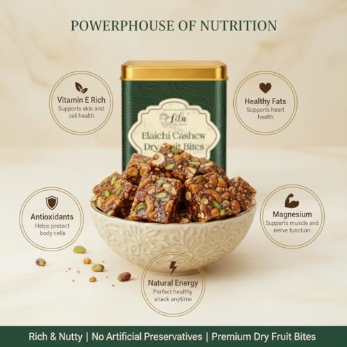 Image of LILA DRY FRUITS Dry Fruit Bites Combo 200 g x 2 Rose Cashew & Elaichi Cashew Dry Fruits Barfi | Soft Dates Dry Fruit Sweet Snack | Dates Mithai Snack for Tea Time Perfect for Gifting