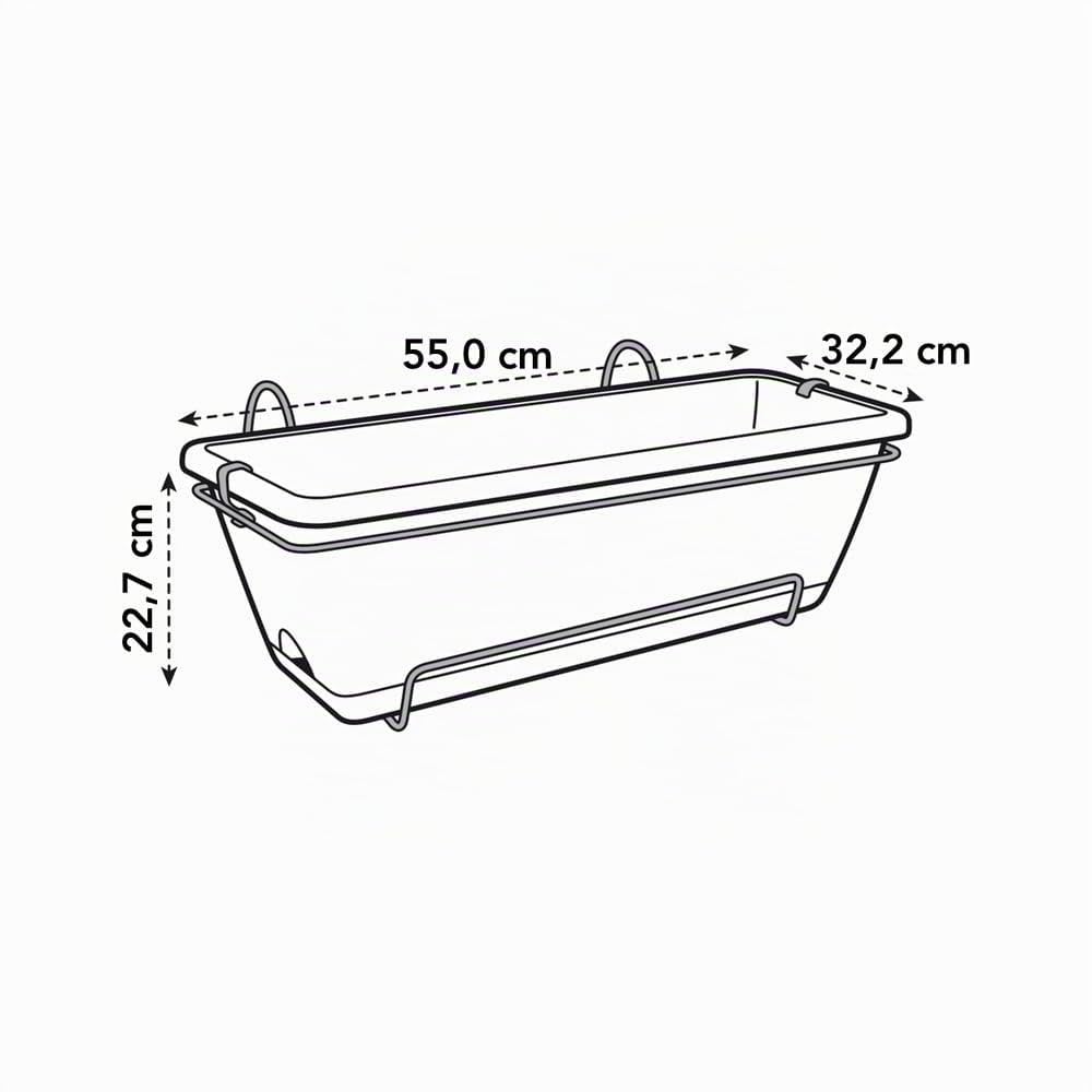 elho Barcelona XL Allin 1 55cm Balkonkasten - Anthracite | L 33.5 x B 54.5 x H 23 cm | Integrierter Untersetzer | für den Außenbereich