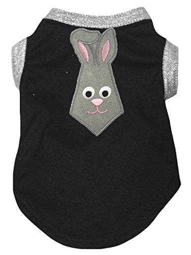 Petitebella Bunny Neck Tie Puppy Dog Shirt (Black, Medium)