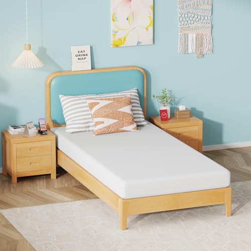 Image of FDW 6 Inch Twin Mattress, Medium Firm Gel Memory Foam, Cooling Ventilated Foam, Pressure Relief, White, Removable Washable Cover, Bed in a Box, CertiPUR‑US Certified