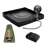 Faltbare Duschbasis, Camping Dusche, Basis für Duschzelt, 104 x 104 x 13 cm, Große Tragbare Duschwanne mit Abflussrohr, für Outdoor Dusche, Camping, Wohnmobil, Große Haustier Duschwanne