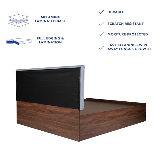 Image of DF2H Bed | 1 Year Warranty | Double Bed, Queen Size, Sutra Premium Upholstery, Non-Woven & Fabric Base + 3mm MDF, Walnut Colour (Melamine Finish)