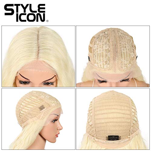 Style Icon 41” Lace Front Wigs Long Wavy Synthetic Wigs With Baby Hair Half Hand Tied 130% Density Wigs (41", 613) #TOP4